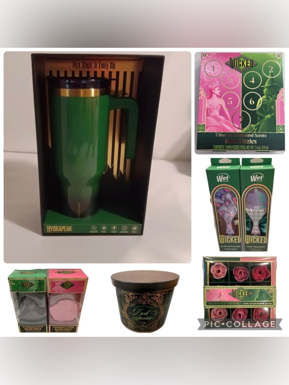 Wicked Tulip Petals, 2 Wet Brush, 2 Bath Fizzy, & Dark Incense Candle, Hydrapeak